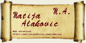 Matija Alaković vizit kartica